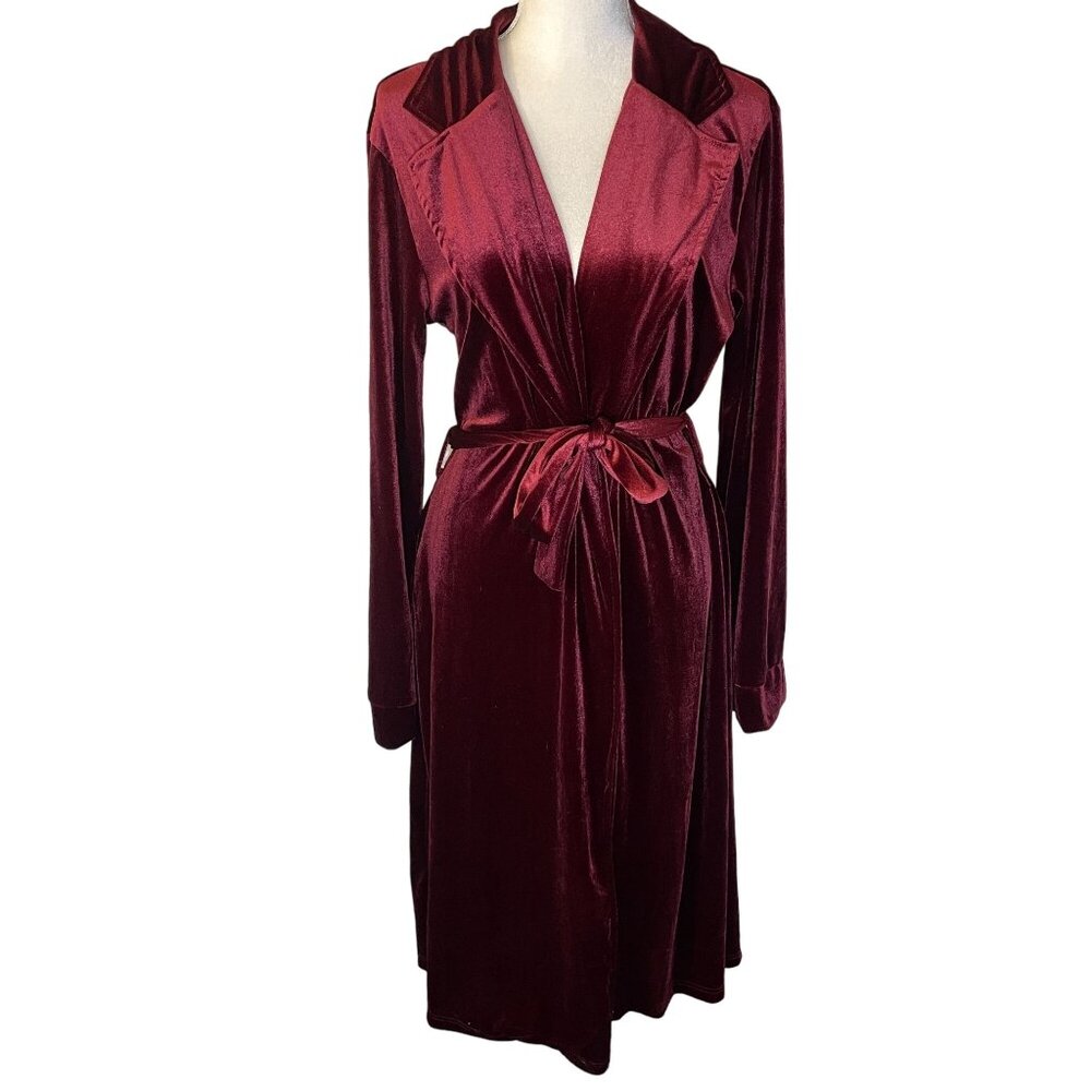 Unbranded Velvet Open Tie Robe Women 6 Burgundy Pocket Luxurious